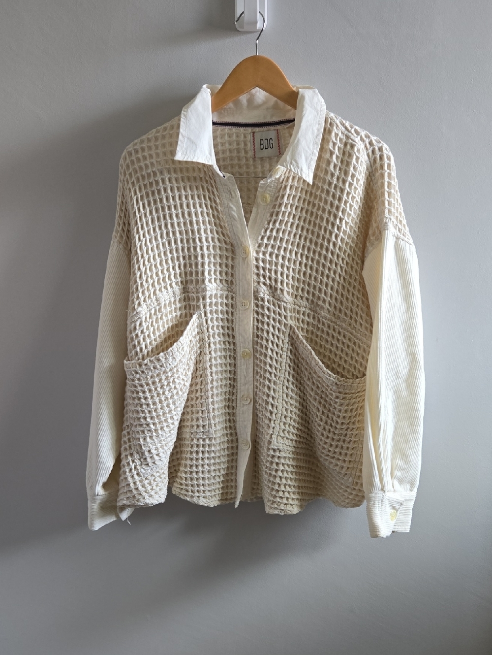 BDG Bryson Waffle Shirt Jacket Large